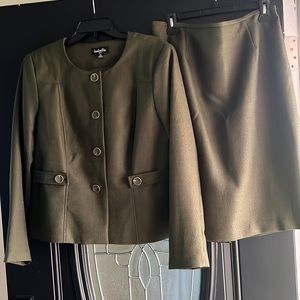 2 piece suit. Olive jacket and skirt size 12